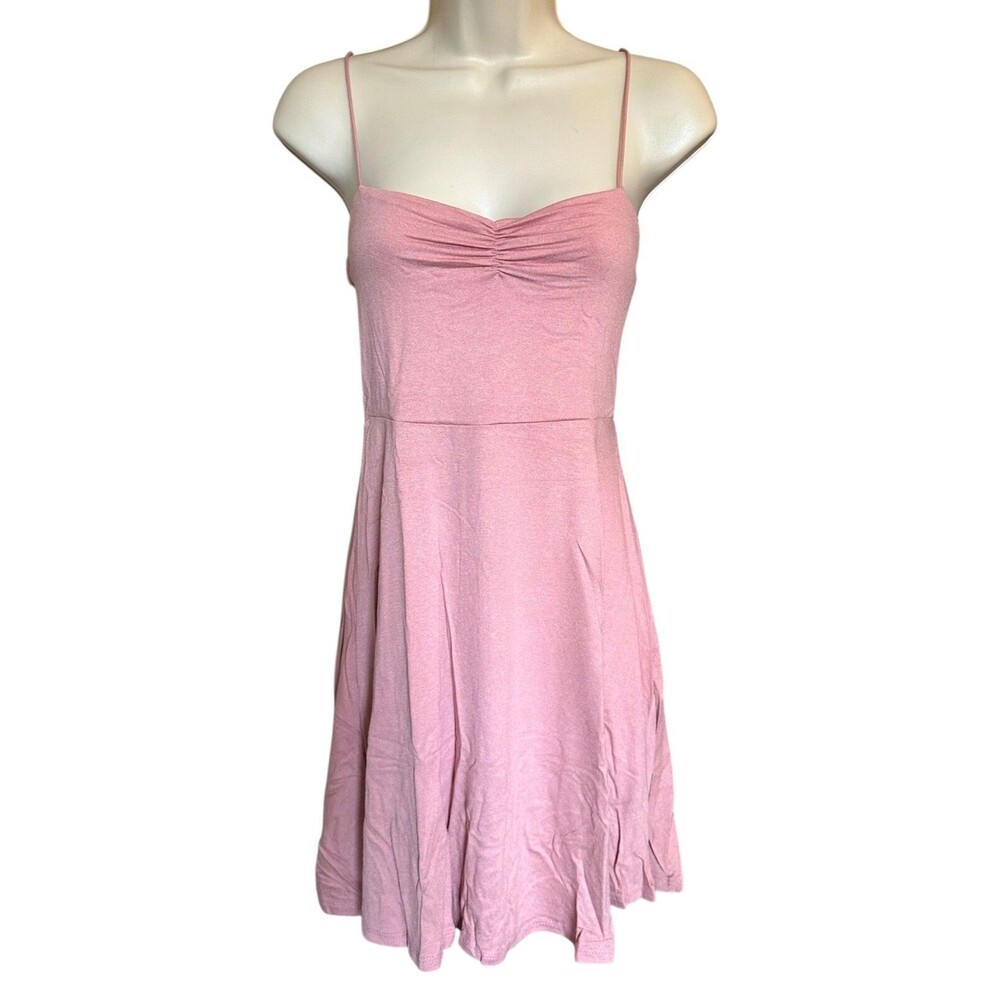 Rolla Coster Junior's Spaghetti Strap Mini Summer Dress Soft Rayon Size L Pink